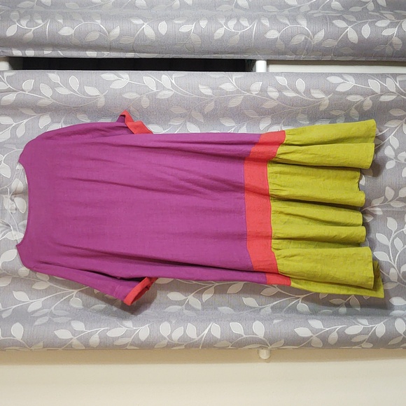 Alembika Women's Midi Color Block Tiered Linen Dress - Picture 4 of 6